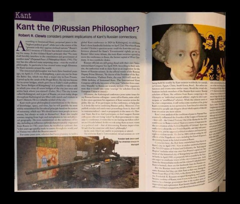 Тем временем кантосрач выходит на новый уровень. Журнал “Philosophy Now”: “Кант -...